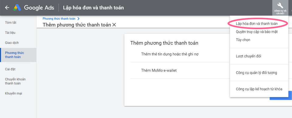 Hướng dẫn thiết lập thanh toán